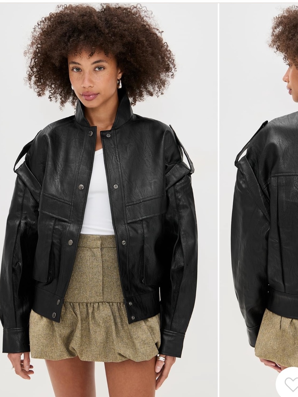 Lioness Black Faux-Leather Bomber Jacket